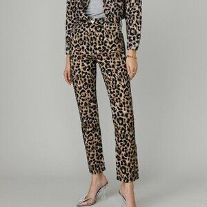 Reformation Leopard Print Straight Leg Jeans - Tan, Black